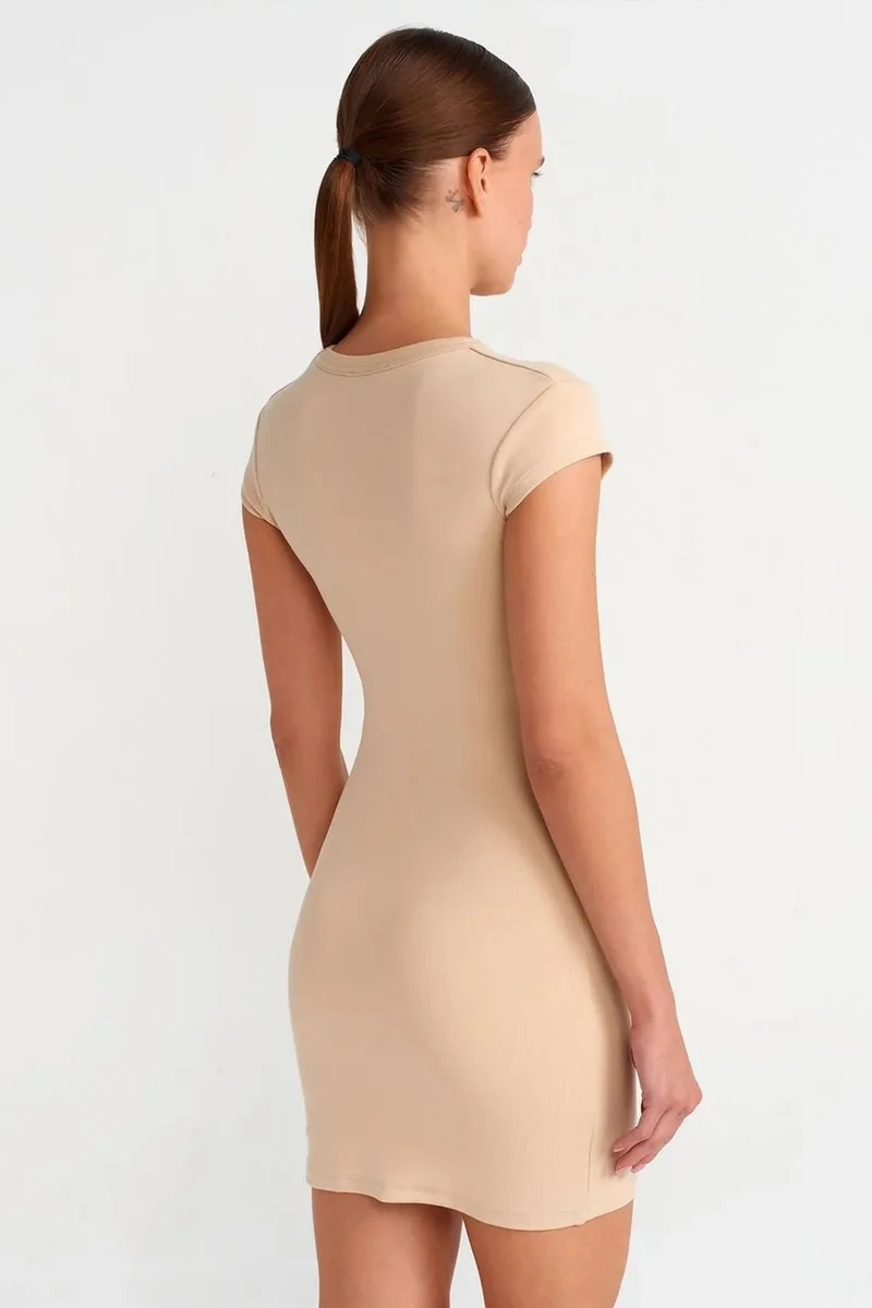 Dilvin Beige Natural DILVIN Women’s Bodycon Mini Dress for Women | Best Price UAE