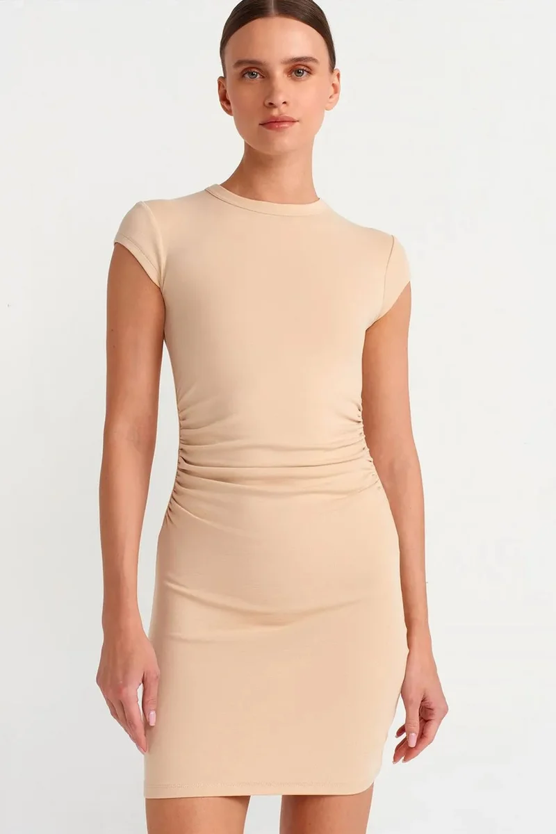 Dilvin Beige Natural DILVIN Women’s Bodycon Mini Dress for Women | Best Price UAE