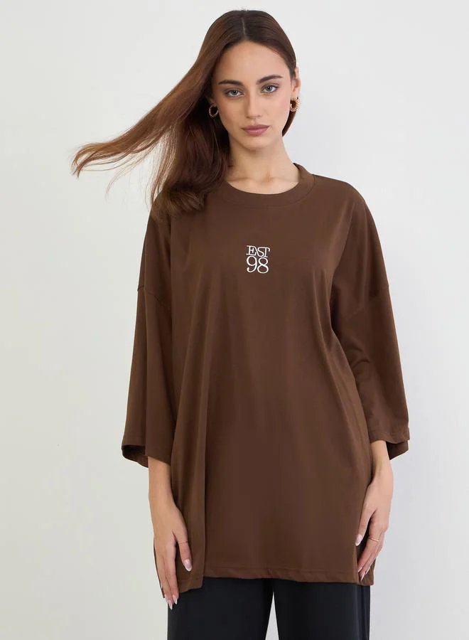 Styli Styli Plus Size Oversized Round Neck T-Shirt