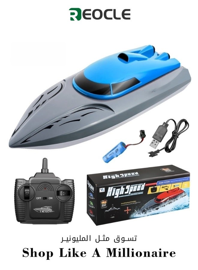 ريوكل قارب التحكم عن بعد قارب كهربائي عالي السرعة RC قارب مائي 18 كم/ساعة 2.4 جيجا هرتز قوارب سباق لعبة حمام سباحة للأطفال جهاز تحكم عن بعد لحمامات السباحة والبحيرات - Image 1