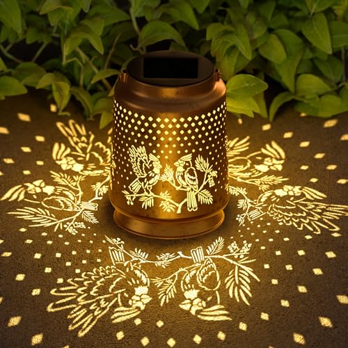 Miggley Cardinal Solar Lantern for Garden Outdoor Decor – Hanging Metal Light Decoration for Patio, Yard, Lawn, Pathway, Backyard – Birthday Gift for Mom, Women, Grandma - Image 1