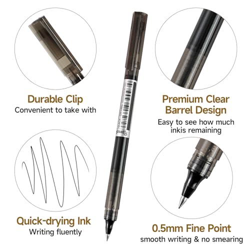 RIANCY Fine Point Colored Pens 12 Colors 0.5mm Gel Ballpoint Pens Assorted Colors Liquid Ink Pens No Smear Vibrant Colorful Writing for Journaling Note Taking Doodling Coloring Office School Supplies - Image 2
