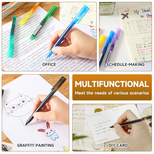 RIANCY Fine Point Colored Pens 12 Colors 0.5mm Gel Ballpoint Pens Assorted Colors Liquid Ink Pens No Smear Vibrant Colorful Writing for Journaling Note Taking Doodling Coloring Office School Supplies - Image 4