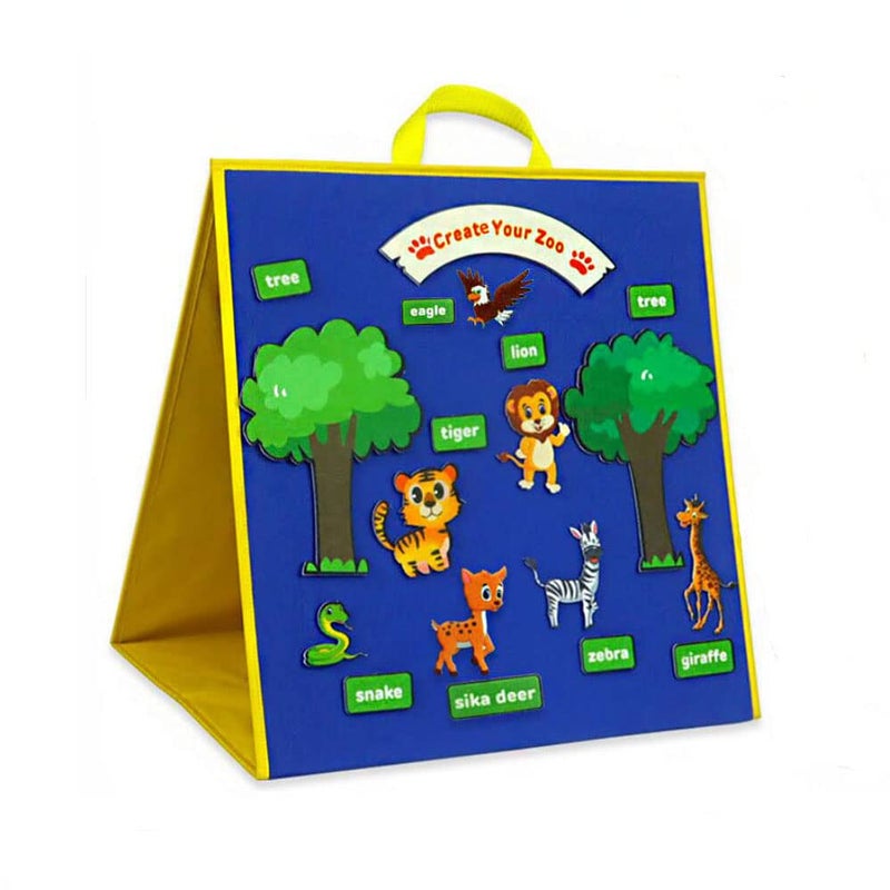 Topwon Felt Board Folding Flannel Playboard Preschool Toddler Stories Boards Animal Story Learning DoubleSide Stand Flannel Board Including Animal Felt - Image 3