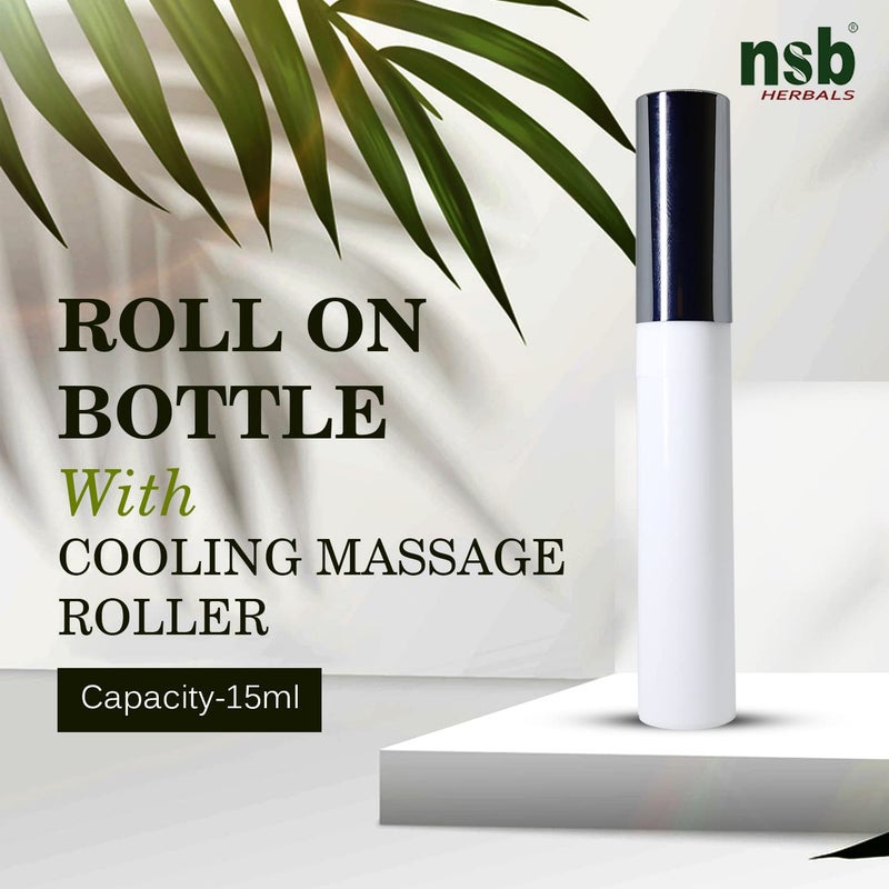 nsb herbals nsb herbals Premium Empty Roll On Bottles 15 ML With Cooling Massage Roller And Shiny Silver Cap For Under Eye CreamLotion Essential Oils Perfumes Refillable Reusable Pack Of 3  - Image 3