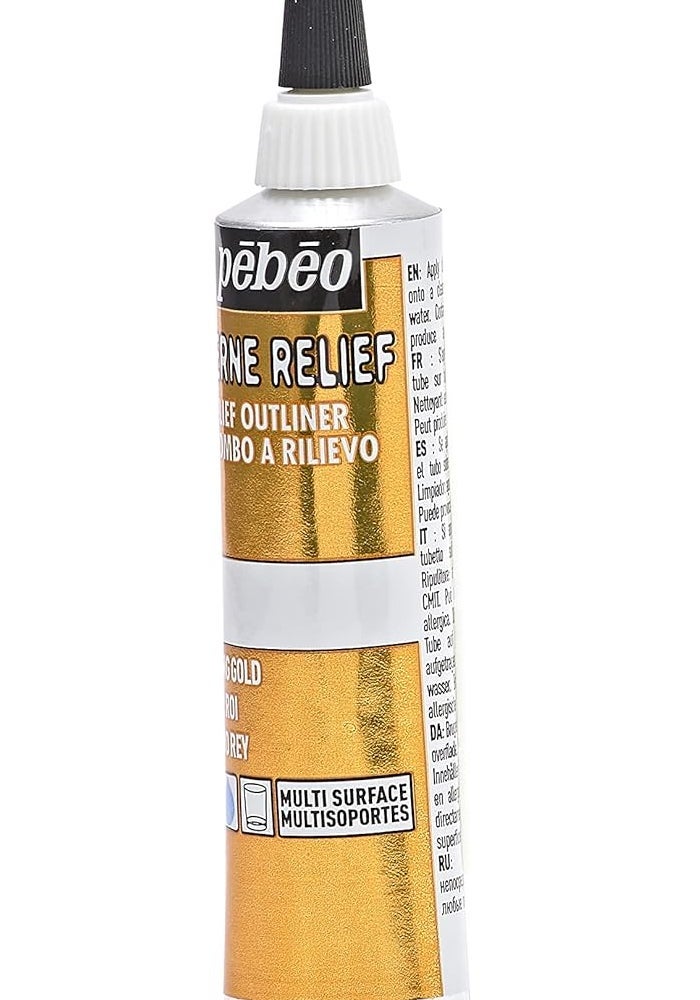 Pebeo Vitrail Cerne Relief Dimensional Paint - 20 ml Tube in King Gold - Image 3