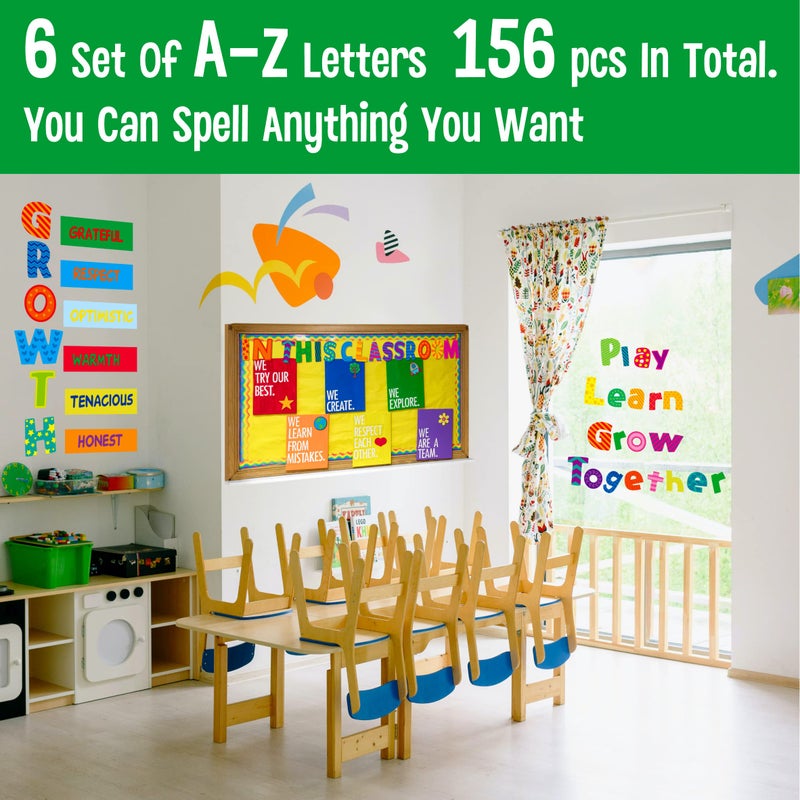 SpriteGru مجموعة حروف الأبجدية 288 قطعة، حروف لوحة الإعلانات تشمل 78 قطعة حروف كبيرة، 78 قطعة حروف صغيرة، 30 قطعة أرقام 0-9 وعلامات الترقيم، حروف سبورة للفصول الدراسية لتزيين المنزل والمدرسة - Image 5