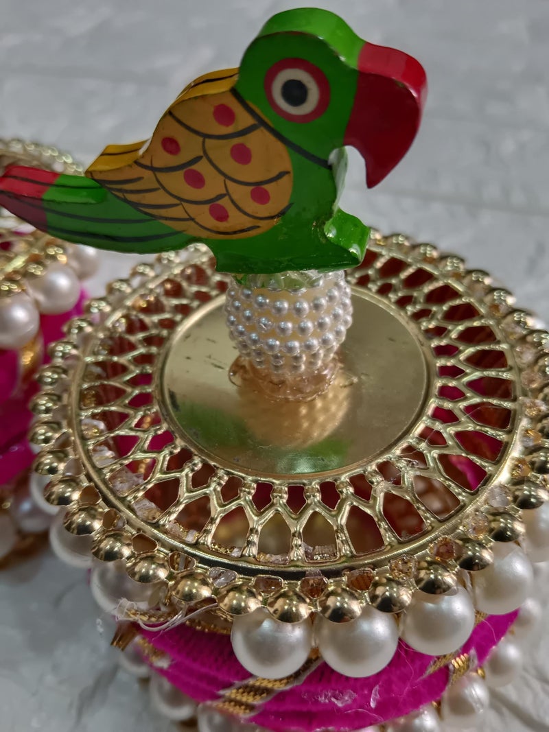 Sellplus Handmade Parrot Mini Shagun Box | Designer Parrot Mini Gift Box | Baby Shower | Bridemaid Basket For Hamper | Housewarming Return Gift | Haldi & Mehndi Giveaway (Pack Of (2) - Image 3