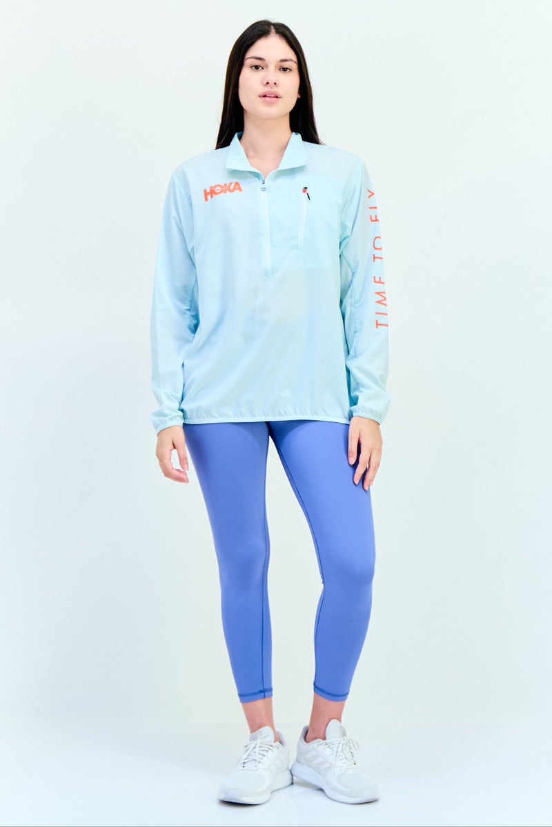 Hoka Women Sportswear Fit Long Sleeves Wind-Resistant Running Jacket, Sky Blue  - Image 3
