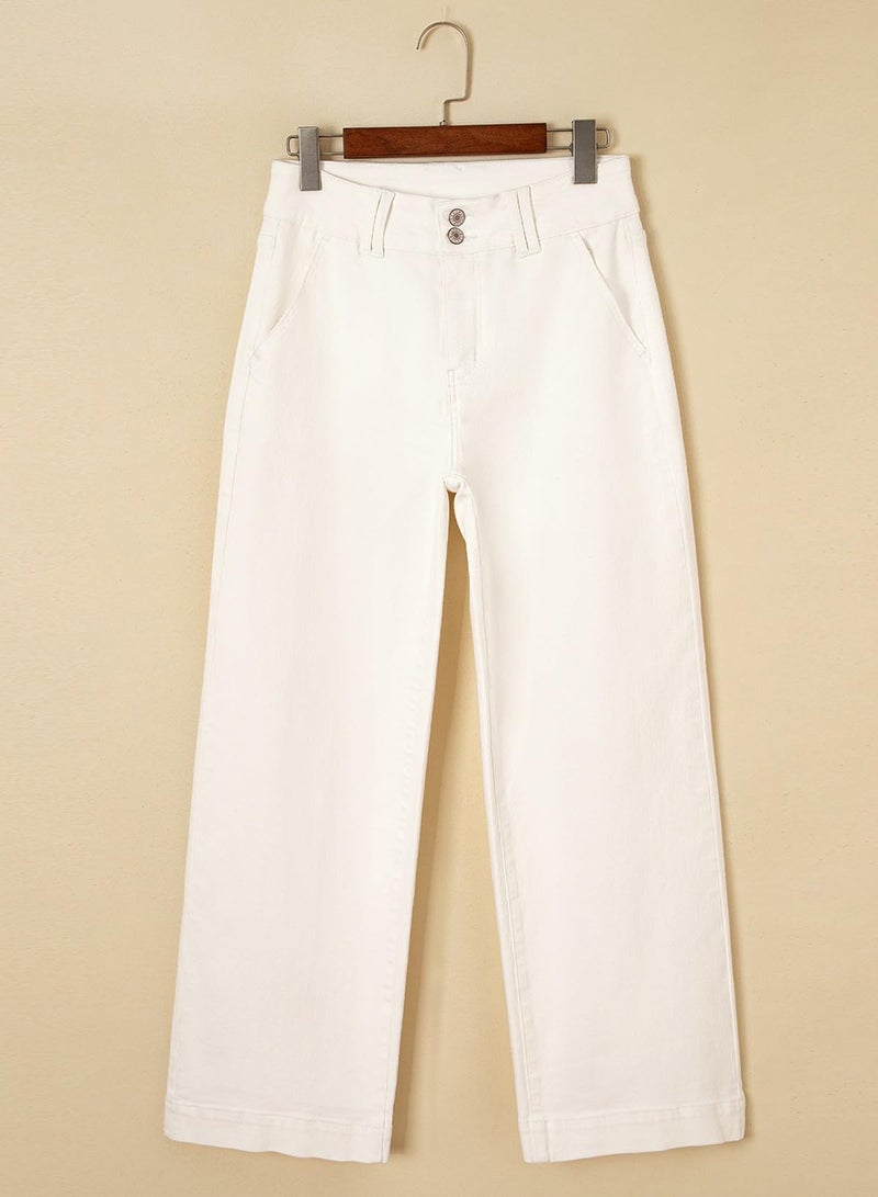 Astylish Jeans for Women Wide Leg Baggy High Waisted Boyfriends Straight Leg Stretchy Denim Pants Trouser Trendy Fall 2025 Size 10 White - Image 5
