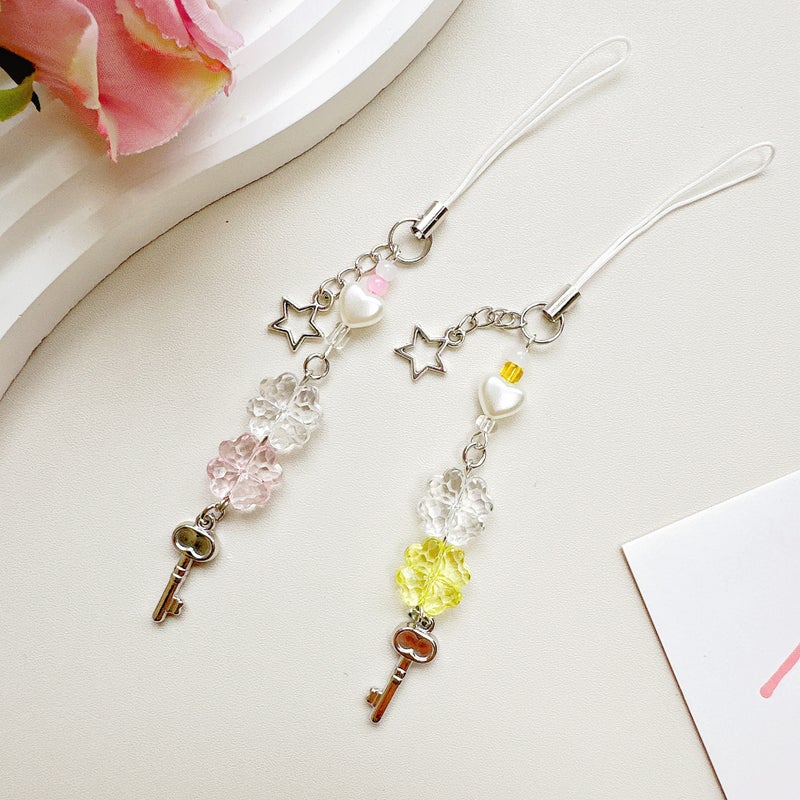 New Sweet Girl Alloy Four-leaf Clover Small Key Goo Ben Pendant Bag Hanging Buckle Mobile Phone Chain Lanyard Decoration - Image 3