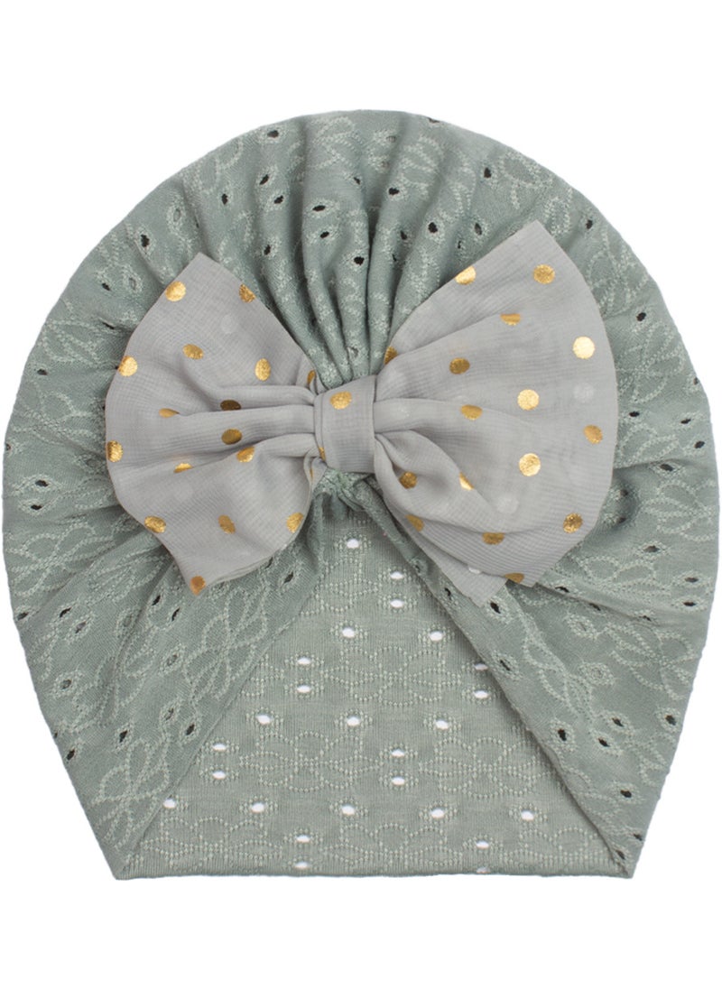 Generic Autumn Baby Hat Childrens Pull over Cap with Glitter Butterfly Knot Print Warmth Breathable Sunshade Windproof Cap for Infants Light green 
