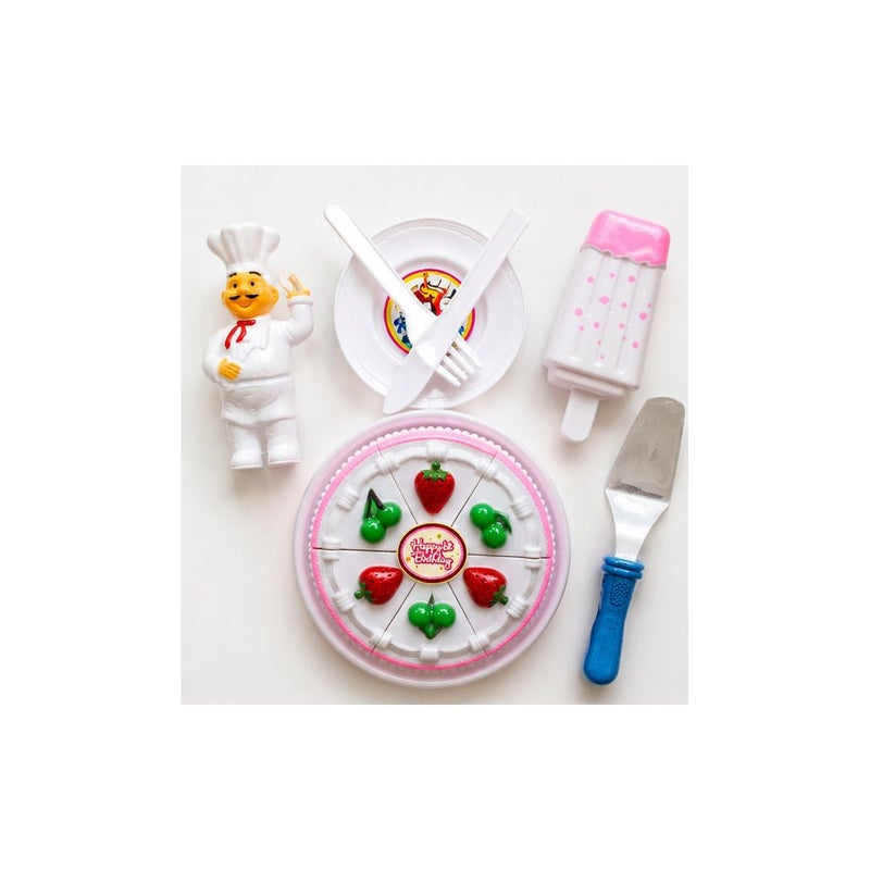 Children's Pretend Play Cake Cutting Toy Set with Chef Figure, Plate, Knife, and Serving Spatula | Little Helper - Image 1