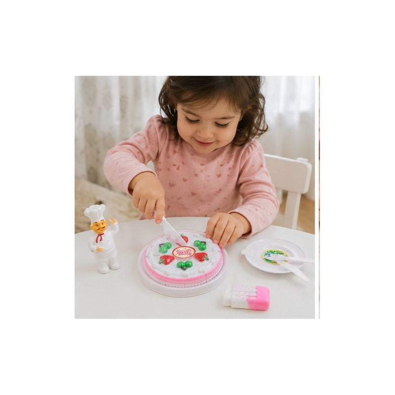 Children's Pretend Play Cake Cutting Toy Set with Chef Figure, Plate, Knife, and Serving Spatula | Little Helper - Image 3