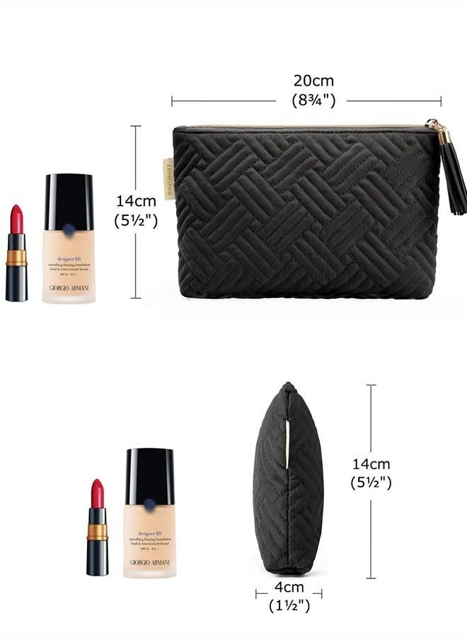 BAGSMART Small Cosmetic Bag, Elegant Roomy Makeup Bags,Great Gifts for Women,Travel Waterproof Toiletry Bag Accessories Organizer Gifts(Black-1pcs)  - Image 5