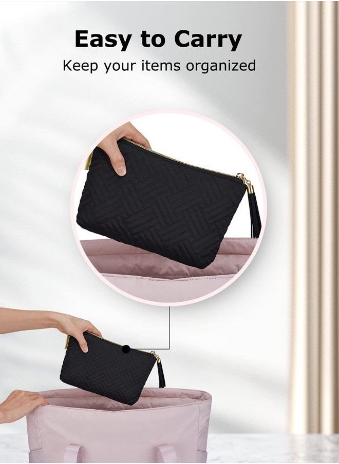 BAGSMART Small Cosmetic Bag, Elegant Roomy Makeup Bags,Great Gifts for Women,Travel Waterproof Toiletry Bag Accessories Organizer Gifts(Black-1pcs)  - Image 3