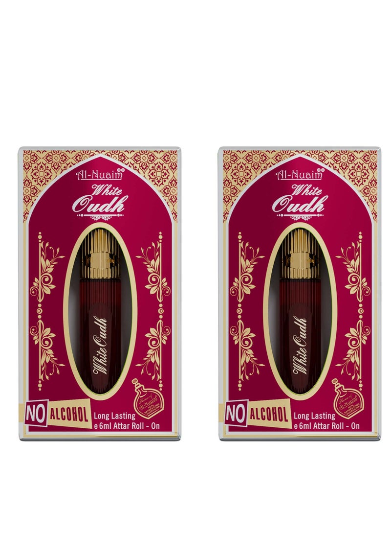 أل نواعم عطر النعيم الذهبي برائحة العود الأبيض للرجال والنساء - عبوة من قطعتين (6 مل لكل منهما) | عطر خالٍ من الكحول | عطر جذاب - Image 1