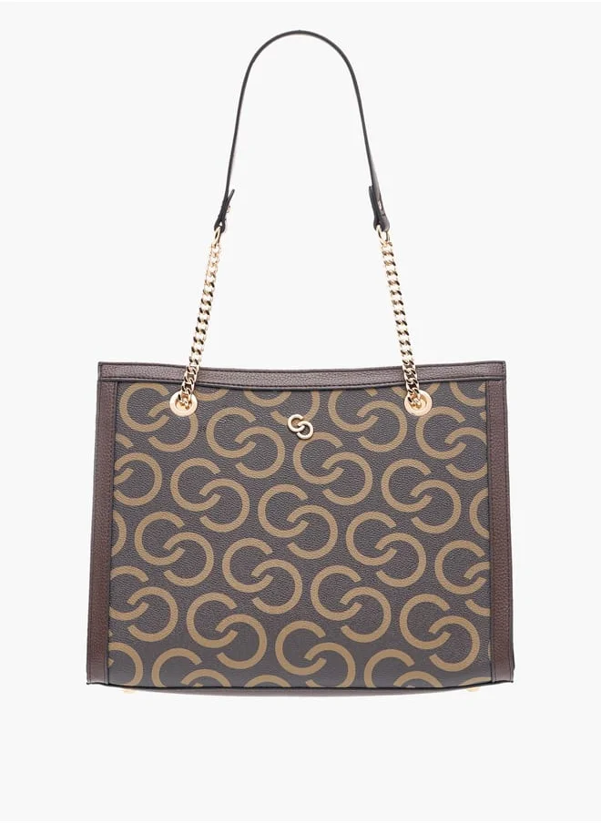 سيليست Womens Monogram Print Tote Bag With Handles And Zip Closure