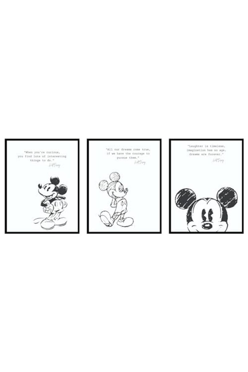 BigWig Prints Mickey Mouse Bedroom Decor - Mickey Mouse Quotes, Mickey Mouse Wall Decor, Mickey Mouse Poster, Vintage Mickey Mouse Prints - 3 Pack (8x10) Unframed - Image 2