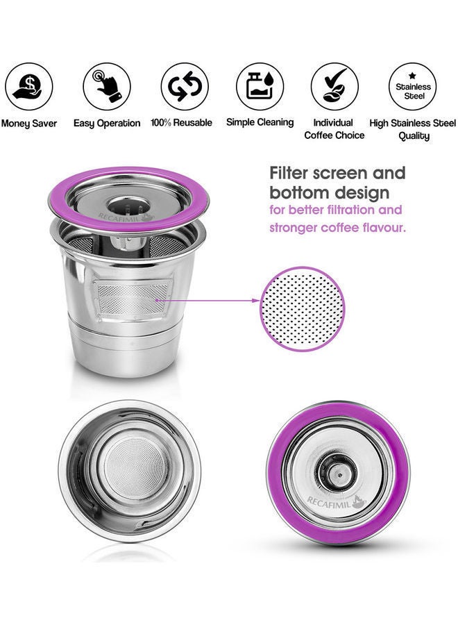 NIBEMINENT Stainless Steel Fillable Reusable Coffee Capsule Cup Filter Silver - Image 4