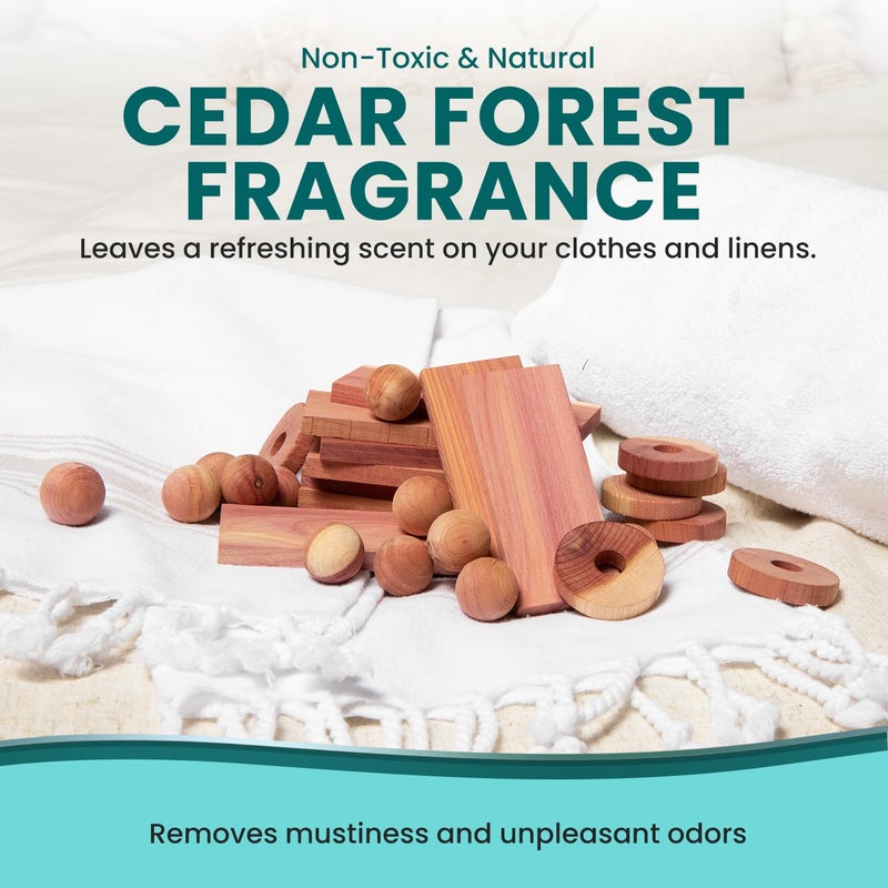 HOUNDSBAY 120 Variety Pack - Lavender and Cedar For Closets - Cedar Balls For Clothes Storage - Cedar Closet Protection Scent Bags - Natural Cedar Hanger Rings - Cedar Scented Balls Cedar Air Freshener For Clos  - Image 5