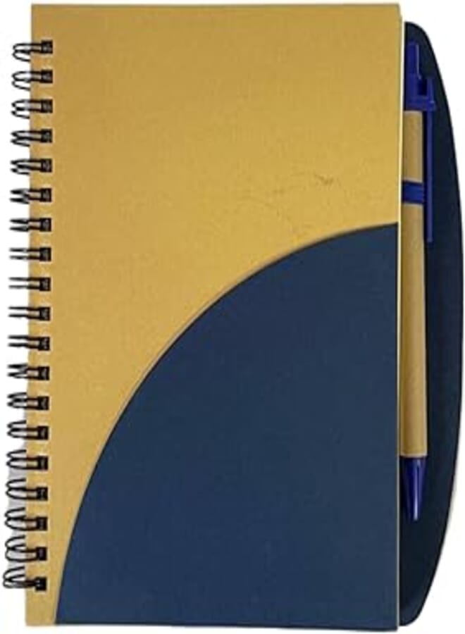 Sustainable Spiral Notebook with sticky notes, sticky label arrows and a Pen - 17 * 12.5cm Blue (MP10)