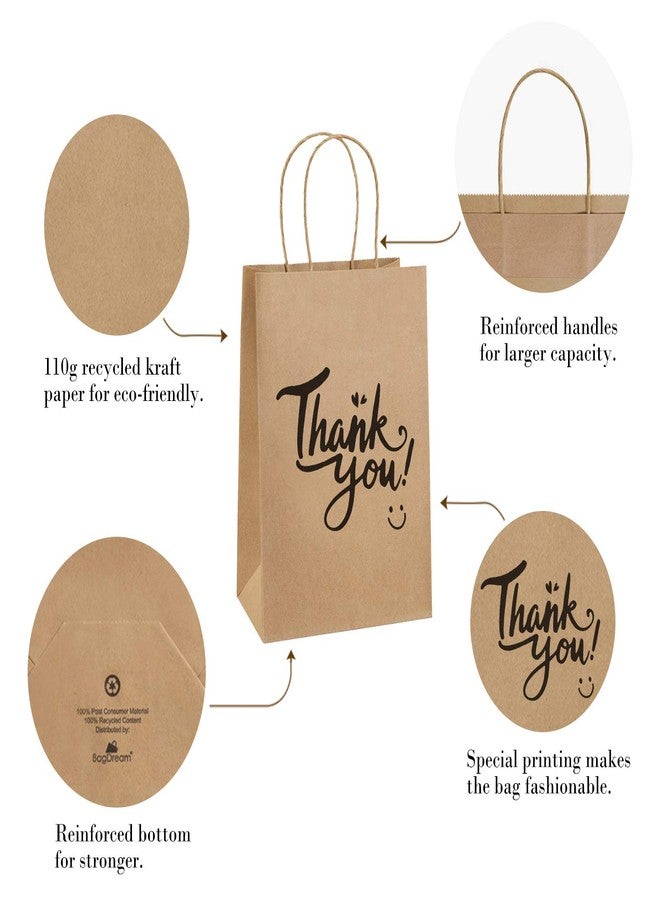 BagDream Brown Gift Bags 8x4.25x10.5 25Pcs Thank You Paper Gift Bags with Handles for Shopping, Wedding Birthday Party Favor, Retail, Merchandise, Business, Recycled Kraft Medium Paper Sacks - Image 5