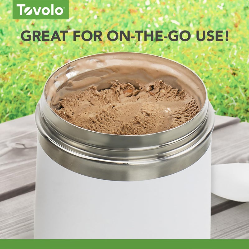 Tovolo Insulated Food Container 2 Quart Food Traveler Thermos for Hot Food and Cold Food Stainless Steel Double Wall Vacuum Insulated Spill Proof Airtight Lid Dishwasher Safe BPA Free White - Image 2