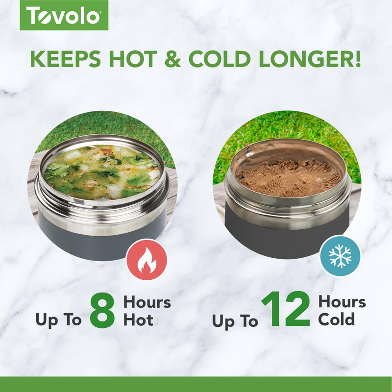 Tovolo Insulated Food Container 2 Quart Food Traveler Thermos for Hot Food and Cold Food Stainless Steel Double Wall Vacuum Insulated Spill Proof Airtight Lid Dishwasher Safe BPA Free White - Image 4