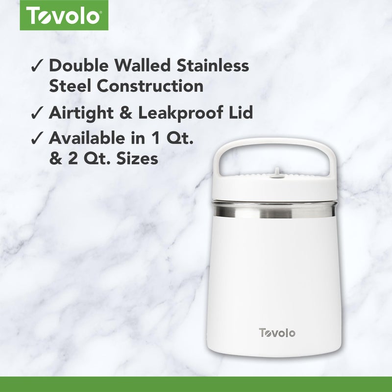 Tovolo Insulated Food Container 2 Quart Food Traveler Thermos for Hot Food and Cold Food Stainless Steel Double Wall Vacuum Insulated Spill Proof Airtight Lid Dishwasher Safe BPA Free White - Image 3