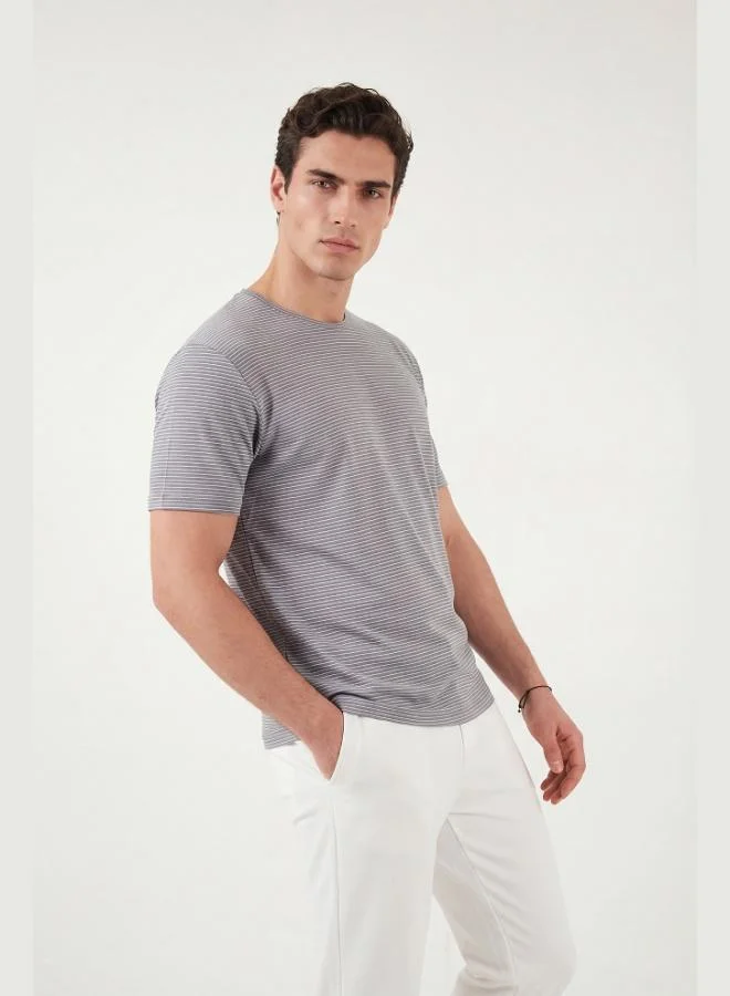 Buratti Buratti Cotton Regular Fit Striped Crew Neck T-Shirt Men's T-SHIRT 5904030