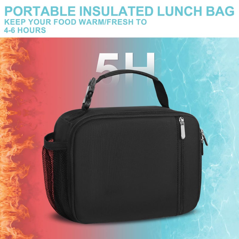 esouler Lunch Box Kids Insulated Lunch Bag for Boys & Girls Durable Children Lunchbox for School with Water Bottle Holder-Black - Image 4