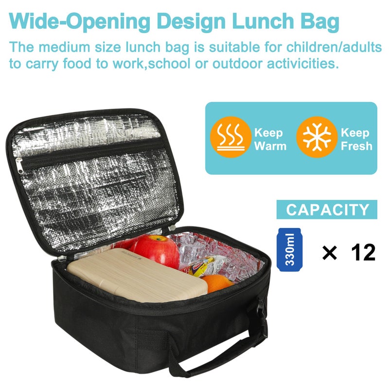 esouler Lunch Box Kids Insulated Lunch Bag for Boys & Girls Durable Children Lunchbox for School with Water Bottle Holder-Black - Image 3