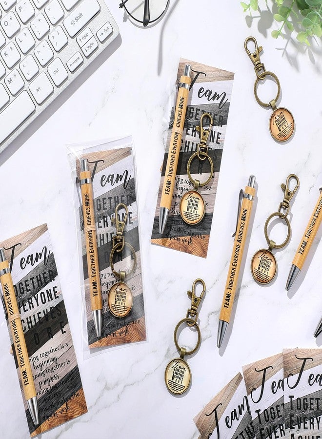 Trandraft 25 Sets Team Appreciation Gift for Employees Bulk Inspirational Bamboo Pen Thank You Keychain Motivational Bookmarks Best Team Ever Gift for Teacher Social Worker Coworker Office Staff - Image 5