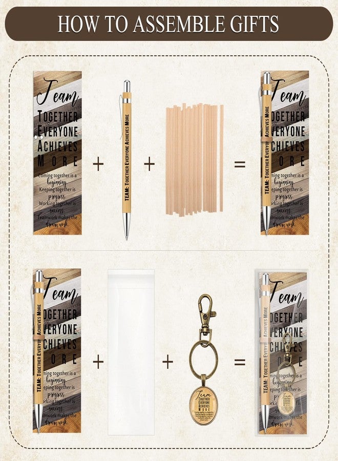 Trandraft 25 Sets Team Appreciation Gift for Employees Bulk Inspirational Bamboo Pen Thank You Keychain Motivational Bookmarks Best Team Ever Gift for Teacher Social Worker Coworker Office Staff - Image 3