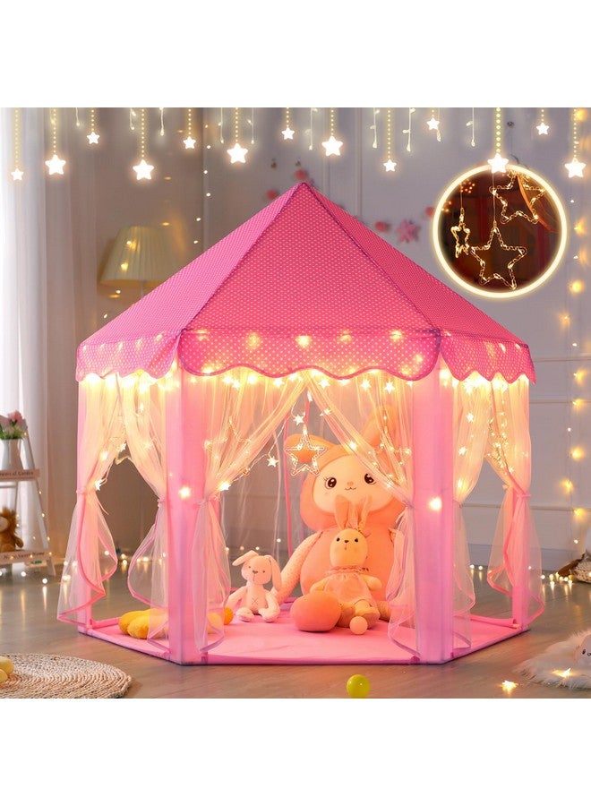 Monobeach Princess Castle Play Tent for Girls - Large 55'' x 53'' Playhouse with Star Lights for Indoor and Outdoor Play - Image 2