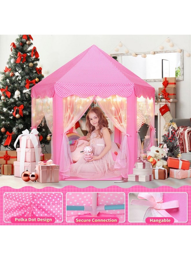 Monobeach Princess Castle Play Tent for Girls - Large 55'' x 53'' Playhouse with Star Lights for Indoor and Outdoor Play - Image 3