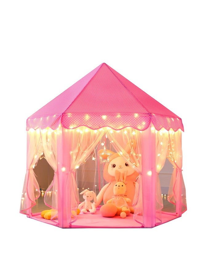 Monobeach Princess Castle Play Tent for Girls - Large 55'' x 53'' Playhouse with Star Lights for Indoor and Outdoor Play - Image 1