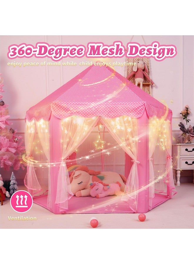 Monobeach Princess Castle Play Tent for Girls - Large 55'' x 53'' Playhouse with Star Lights for Indoor and Outdoor Play - Image 4