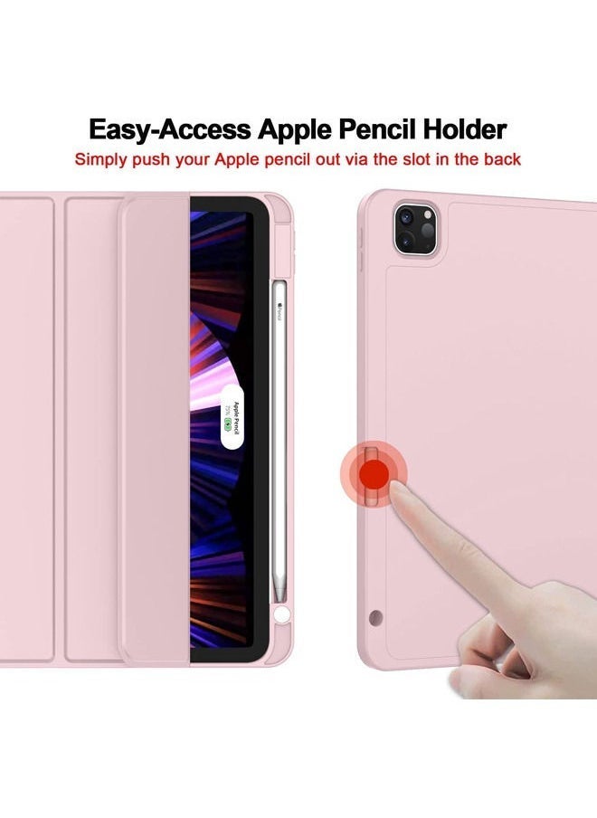 ELTRAZONE New iPad Pro 11 Inch Case 2022 4th Gen/2021 3rd Gen/2020 2nd Gen with Pencil Holder Smart iPad Case Support Touch ID and Auto Wake/Sleep with Auto 2nd Gen Pencil Charging Pink - Image 3