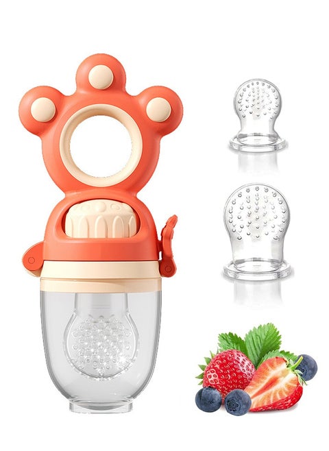 Baby Fruit Feeder Pacifier Baby Food Feeder with 2 Pcs Replacement Pouches Infant Teething Toy in Appetite Stimulation BPA Free Soft Teether for Toddler Teething Relief