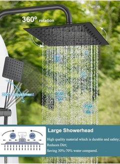 XiuWoo Full Copper Shower Set Bathroom Fixtures Shower Booster Head Bathroom Home Wall Mounted Shower System Bathroom Faucet Black  - Image 2