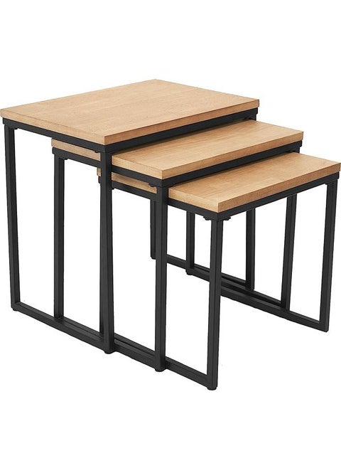 Rustic Wood 3 Pieces Nesting End Tables Accent CShaped Sofa Side Tables for Coffe Bedroom Living RoomLight Brown Light Brown
