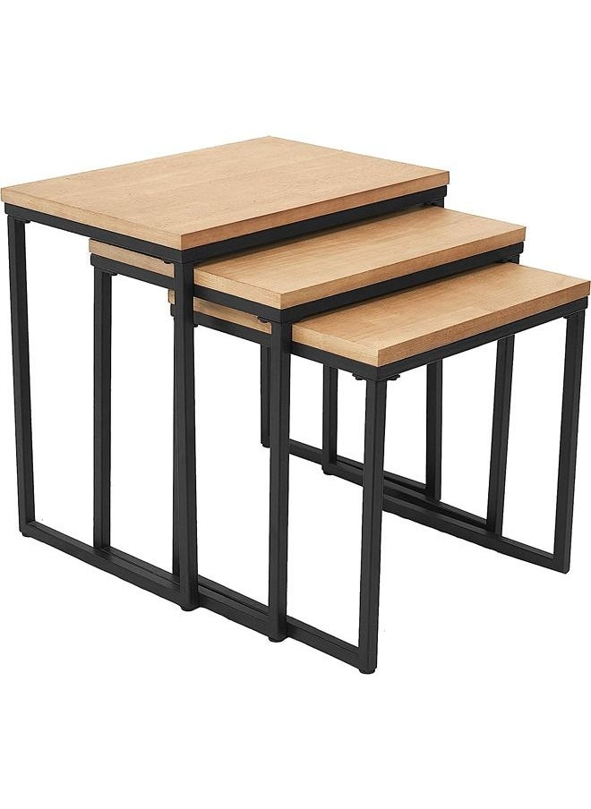Generic - Rustic Wood 3 Pieces Nesting End Tables Accent CShaped Sofa Side Tables for Coffe Bedroom Living RoomLight Brown Light Brown - Image 1