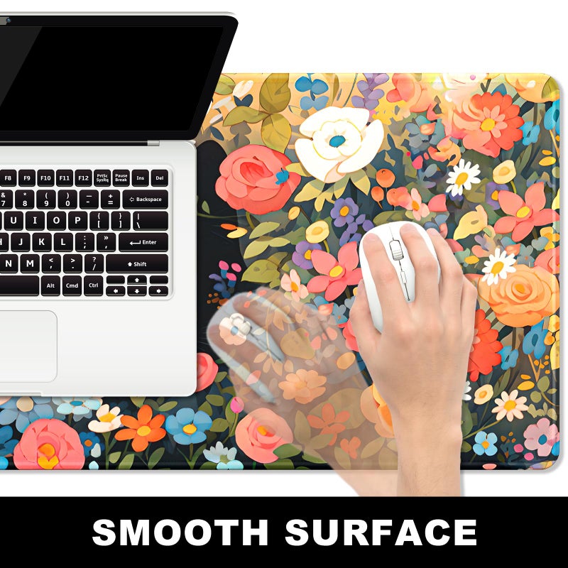 BOSOBO XXL Gaming Desk Mat, Extended Mouse & Keyboard Mat, Anime Cat Pink Flower Bush - 31.5 x 11.8 Inches - Image 3