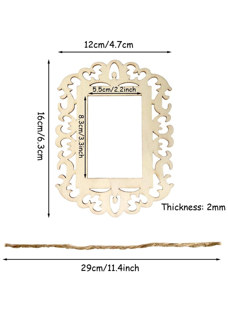 Wooden Picture Frames Creativity with 12 Blank Unfinished Wooden Picture Frames Perfect for DIY Crafts Home Decor and Tree Hanging Includes Jute Rope for Wallet Sized Photo Masterpieces - pzsku/Z2AD23D0ADBE6722C19BEZ/45/_/1721112151/67fdbcce-4bdf-435c-993f-d678639dcbb9