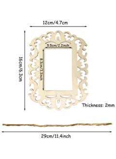 KASTWAVE Wooden Picture Frames Creativity with 12 Blank Unfinished Wooden Picture Frames Perfect for DIY Crafts Home Decor and Tree Hanging Includes Jute Rope for Wallet Sized Photo Masterpieces  - Image 2