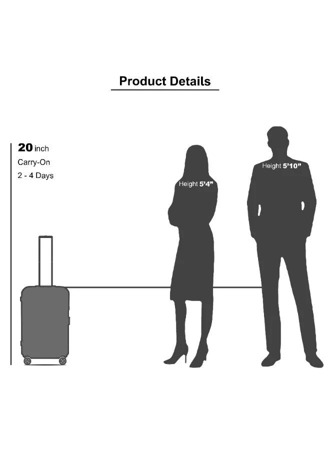 SENATOR Light Green Hard Case Carry On Luggage Trolley For Unisex ABS Lightweight 4 Double Wheeled Suitcase With Built In TSA Type Lock A5123 Light Green  | Best Price UAE