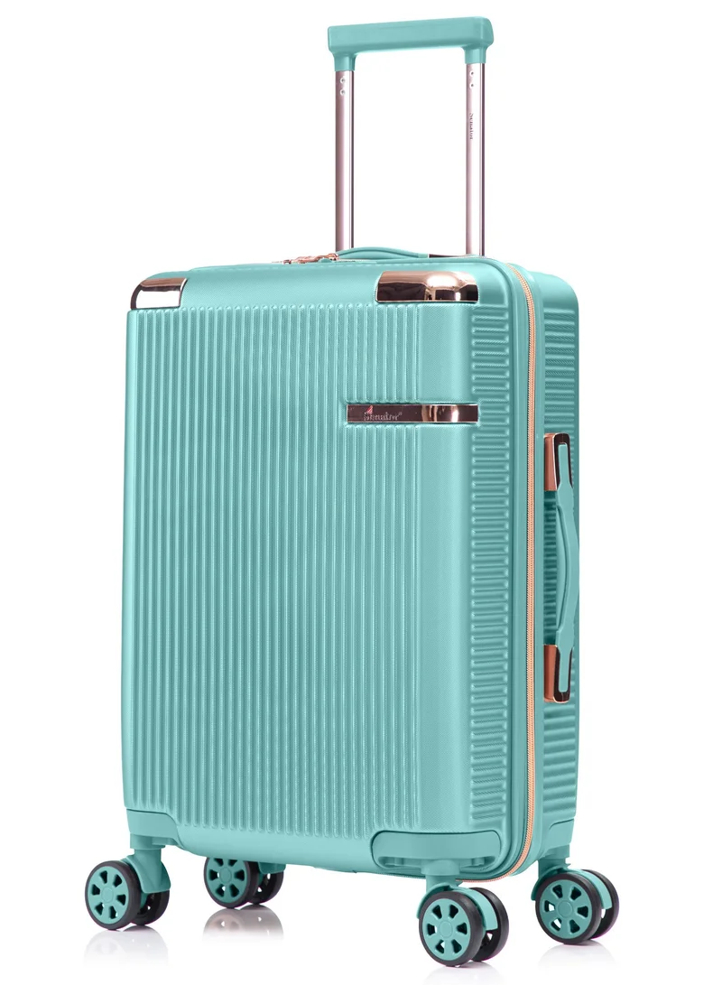 سيناتور حقيبة سفر بعجلات صلبة للجنسين من بلاستيك  خفيفة الوزن بـ  عجلات مزدوجة وقفل  مدمج  أخضر فاتح