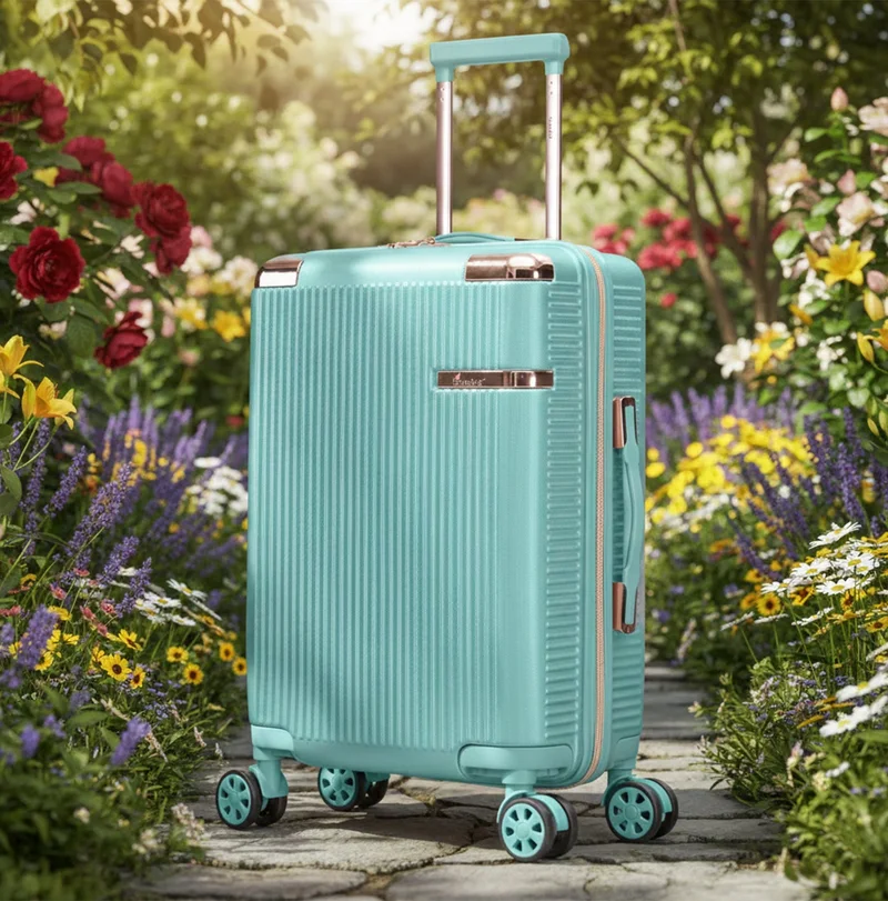 سيناتور حقيبة سفر بعجلات صلبة للجنسين من بلاستيك  خفيفة الوزن بـ  عجلات مزدوجة وقفل  مدمج  أخضر فاتح